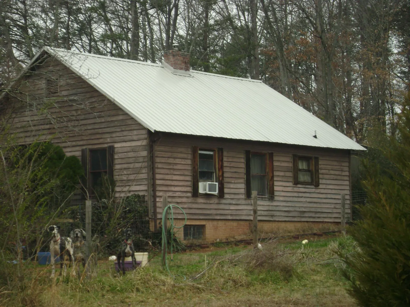 White metal roof on an old wood sided farmhouse, from a Metal Roof Installation job in Oregon